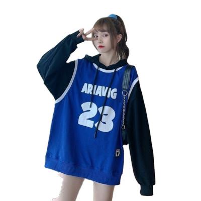 China QUICK DRY oversized sweatshirt hoodies for girls two school style silver color contrast elastic force thin sweater for sale