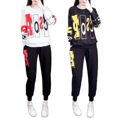 China Fall 2021 loose foreign style fashion round neck two-piece set women's clothing hip hop fashion sports suit women QUICK DRY for sale