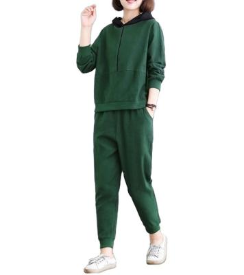 China QUICK DRY Two Pieces In One Plus Size With Hood Zipper 2 Piece Set Hoodie Solid Color Wind Lazy Plus Size Women'S Sets Women's Sets for sale