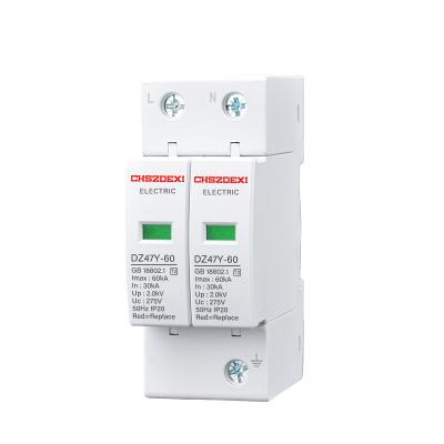 China 2P 60KA 110V220V275V385V415V420VLightning Protective Device Power SPD Surge Protector AC With CE DZ47Y for sale