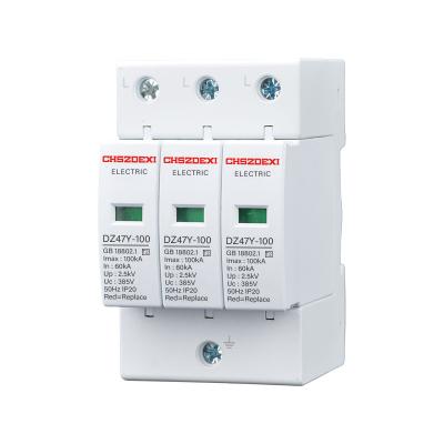 China 3P 100KA 110V220V275V385V415V420VLightning Protective Device Power SPD Surge Protector AC With CE DZ47Y for sale