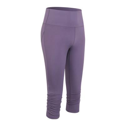 China BESTEX Breathable Pleated Capri Cuffs Plus Size Multiple Color Yoga Leggings for sale