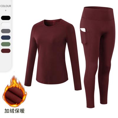 China BESTEX 2022 Breathable Long Sleeves Shear Thick Warm Winter Yoga Sets for sale