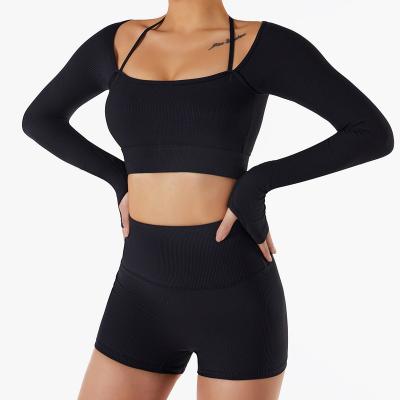 China Hot Selling Breathable Workout Crop Tops Jogger Suit Women Tracksuit Set 2 Piece Activewear Fitness Sets for sale