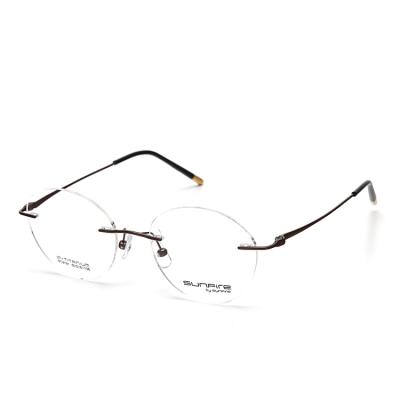 China Luxury Rimless Myopia Round Optical Frames Optical Frames, New Light Weight Optical Frames Titanium Glasses Models for sale