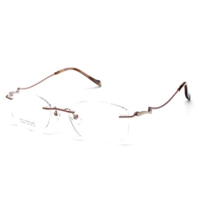 China Optical frames ready stock glass rimless titanium frame, brand eyewear titanium frame for women for sale