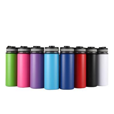 China 18oz 550ml Viable Wide Mouth Vacuum Flask Insulated Gym Stainless Steel Water Bottle With Lid for sale