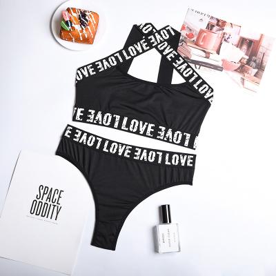 China QUICK DRY Central Institute of Statistics European and American popular style casual letter printing sports suit ladies underwear suit for sale