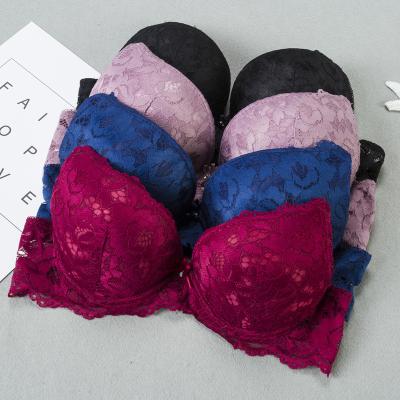 China European and American fashion European and American lace style small thick chest thick underwear girl's bra set gathered breathable sexy gathered for sale