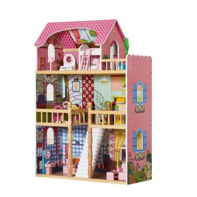 China Wooden toy DIY wooden dollhouse for kids, fashion toy dollhouse for kids, lovely dollhouse toy for baby for sale