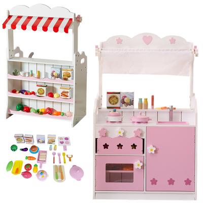 China Best Selling Popular Wood Pretend Pink Kids Baking Toys Children Play Set Girls Big Game Wooden Kitchen Toys For Children for sale