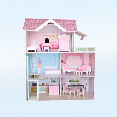 China Wooden Popular Wooden Dolls Room with Furniture and Accessories Included, 3 Storey Set Set for 30 cm /12 Inch Dolls for sale