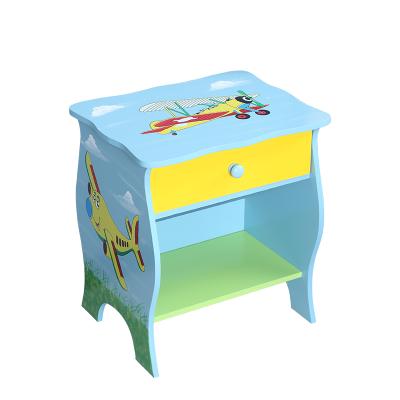 China Modern Bedroom Furniture Kids Cartoon Wooden Bedside Table Nightstand Side Table with 1 Drawer for sale