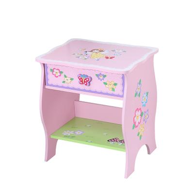 China Multi Colored Kids Bedside Table Pink Cartoon Children Use And Study Furniture Blue Purpose Kids Study Table for sale