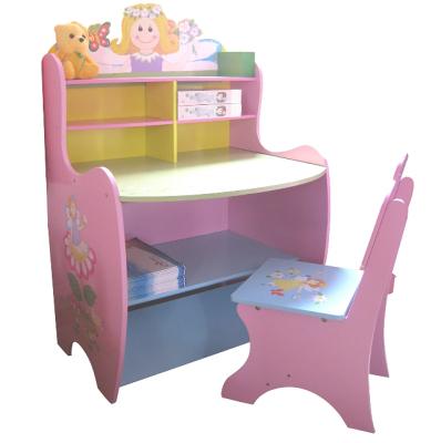 China Non-Toxic Children Furniture Wooden Study Desk And Chair Fairy Kids Study Table And Chair Set for sale