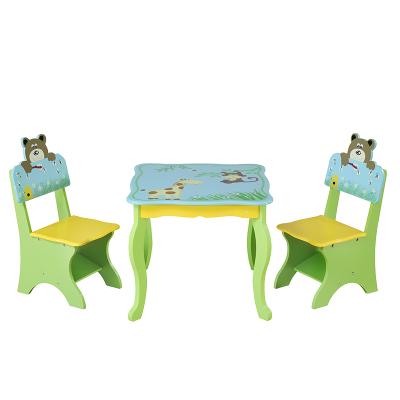 China Modern Children Study Furniture Wooden Table Chair Kids Learning Study Table Wooden Table Chair Set Children Bedrooms for sale