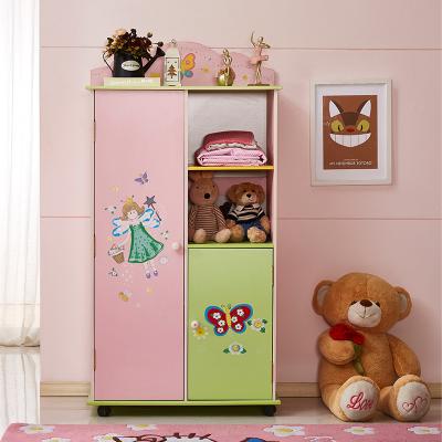 China Beautiful Convertible Fairy Style Princess Wardrobe Baby Wooden Coat Storage Cabinet Kids Furniture for sale