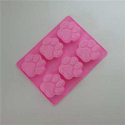 China 6 Cavity Dog Paw Shape Viable Silicone Soap Making Molds, Silicon Molds for sale