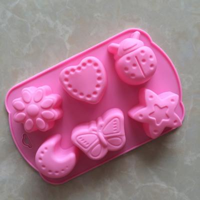 China 6 Cavity Bugs and Viable Flowers and Moon Shape Silicone Molds for Cake, Chocolate Mold Kitchen Accessories for sale