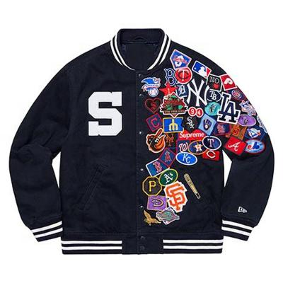 China Chenille Waterproof Men's Full Patch Embroidery Bomber Jacket for sale