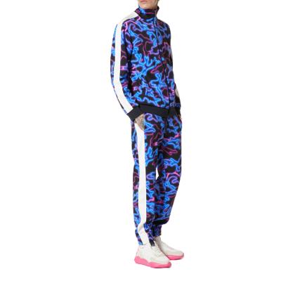 China QUICK DRY OEM wholesales custom unisex sportswear polyester with spandex fabric zipper up printed mens two piece logo tracksuits for sale