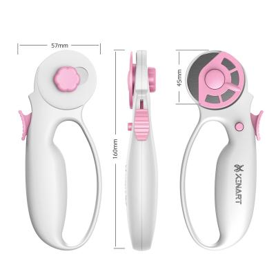 China Xinart Fast Hot Selling Neattly Cutting and Quilting Cutter Tools Pink 45mm Rotary Cutter with Ergonomic Classic Safety Comfort Buckle for sale