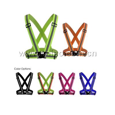 China Visibility Reflective Bike Adjustable Strap Belt Safety Reflective Safety Vest For Construction Outdoor Running Traffic for sale