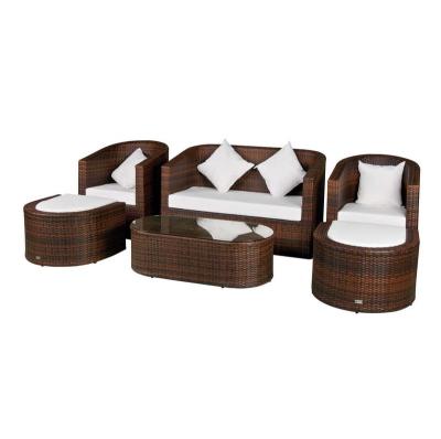 China Contemporary 6pcs Patio Furniture Small Size Classic Outdoor Garden Single Rattan Sofa Sets for sale