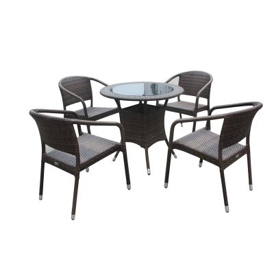 China OMAIXE Contemporary Table Chair Set Rattan Luxury Gray 4 Piece Outdoor Dining 1 Pool Rattan Garden Furniture Sets for sale