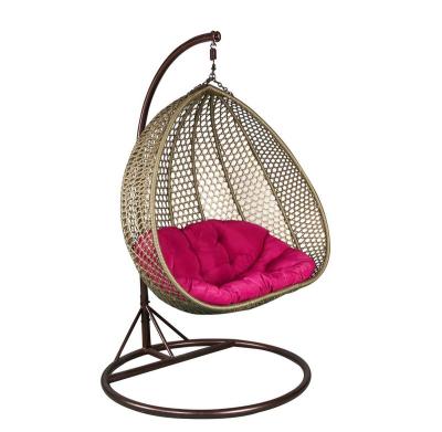 China Durable Fashion Luxury Outdoor Garden Furniture Two Person Swing Chair Double Water Drop Shaped Wicker Hanging Chair for sale