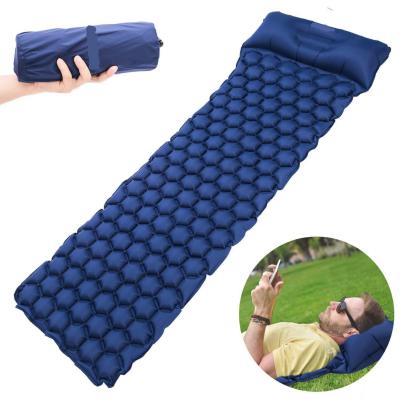 China Portable Lightweight Eco-friendly Inflatable Camping Mat Traelling Lightweight Mat Pillow Comfortable Nylon Mat for sale