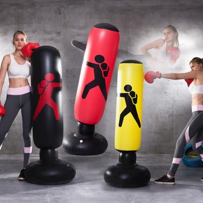 China Foldable Fitness Sandbag Standing Tower Bag Kids Inflatable Fitness Game Free Punch Adults De-stress Target Punching Bag for sale