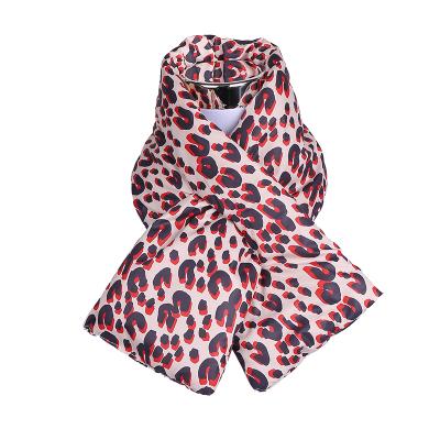 China soft & Leopard Print Space Scarf Cotton Winter Soft Warm Velvet Outdoors Down Feather Filled Scarves For Women for sale