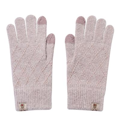 China Simply 2021 Winter Magic Touch Screen Women's Warm Stretch Knitted Wool Mittens Acrylic Gloves for sale