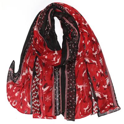 China Summer Spring Scarves Lightweight Silk Christmas Polyester Scarf Best Selling Red Green Red Green Long Shawl For Women Men for sale