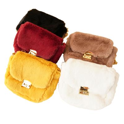 China soft & 2021 Hot New High Quality Square Ladies Pure Fur Bag Chain Gold Color Handbag for sale