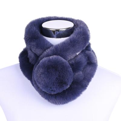 China soft & Fashionable Rex Rabbit Bib Fur Ball Rex Rabbit Fur Neck For Women Warm Thick Warm Fur Scarf for sale