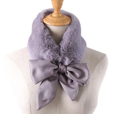 China soft & Real Fox Fur Scarf Shawl Warm Fashionable Collars With Ribbon Women Winter Thick Warm Hairy Scarf for sale