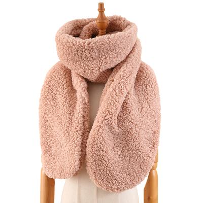 China soft & New Style Cotton Warm Pink Velvet Neck Long Faux Fur Scarf For Women Winter Warm Scarves for sale