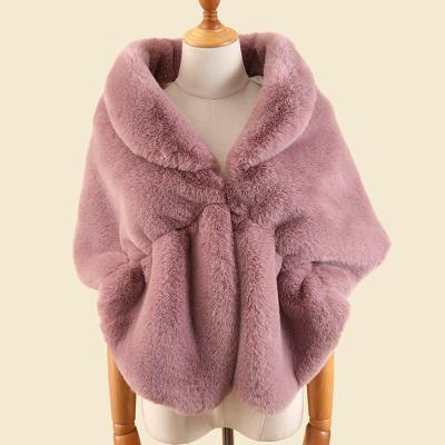 China Elegant Purple Shawl Capes Wraps Scarf Faux Rabbit Fur Shawl For Women Winter Warm for sale