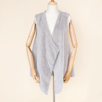 China Wholesale Gray Irregular Gray Faux Fur Faux Suede Breathable Long Sleeve Warm Vest for sale