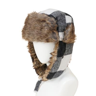 China Custom Russia Winter Earflaps Faux Fox Leather Warm Windproof COMMON Fur Leather Earflaps Hat for sale