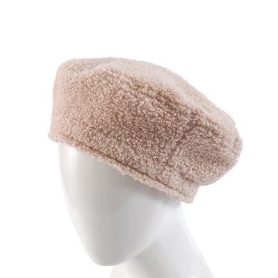 China soft & British fashion autumn and winter fashion solid color beret plush pompom hat ladies warm beret true for sale