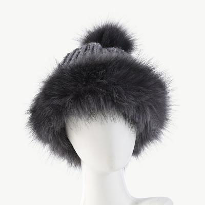 China COMMON Style High Quality Faux Fur Pom Pom Hat Winter Women Long Hair Beanie Gorros Warm Knitting Hat for sale