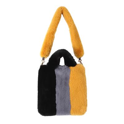 China Soft 2021 Fashion 3 Color Quilting Clutch Women's Faux Fur Handbag Bag for sale