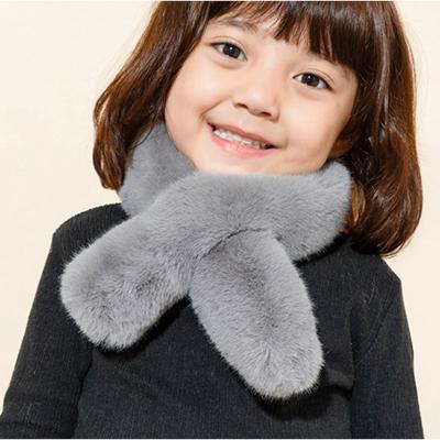 China soft & Gray Children Scarf Super Soft Warm Plush Winter Faux Fur Environmentally Friendly Kids Scarf for sale