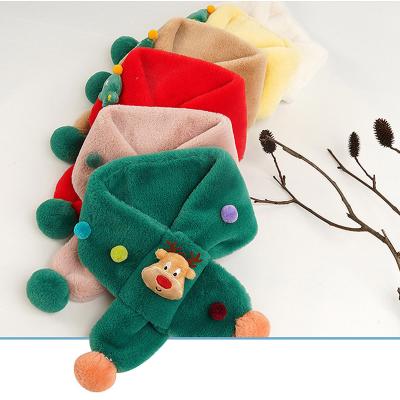 China soft & Winter Warm Plush Artificial Fur Cartoon Christmas Decoration Super Soft Cute Kids Scarf for sale