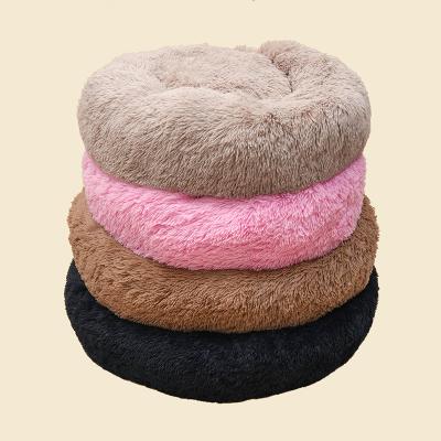 China Wholesale Breathable Comfortable Round Mix Color 45CM-120CM Faux Fur Donut Cuddler Dog Bed For Cat And Dog for sale