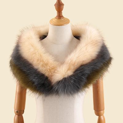 China soft & Fashion New Splice Long Warm Hair Scarf Large Faux Fox Fur Collar For Women Coat Scarves Collar for sale