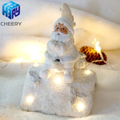 China Newest China 2021 Popular Customized European Christmas Snow Bedroom Resin Home Decor Elf Gnome LED Opens for sale